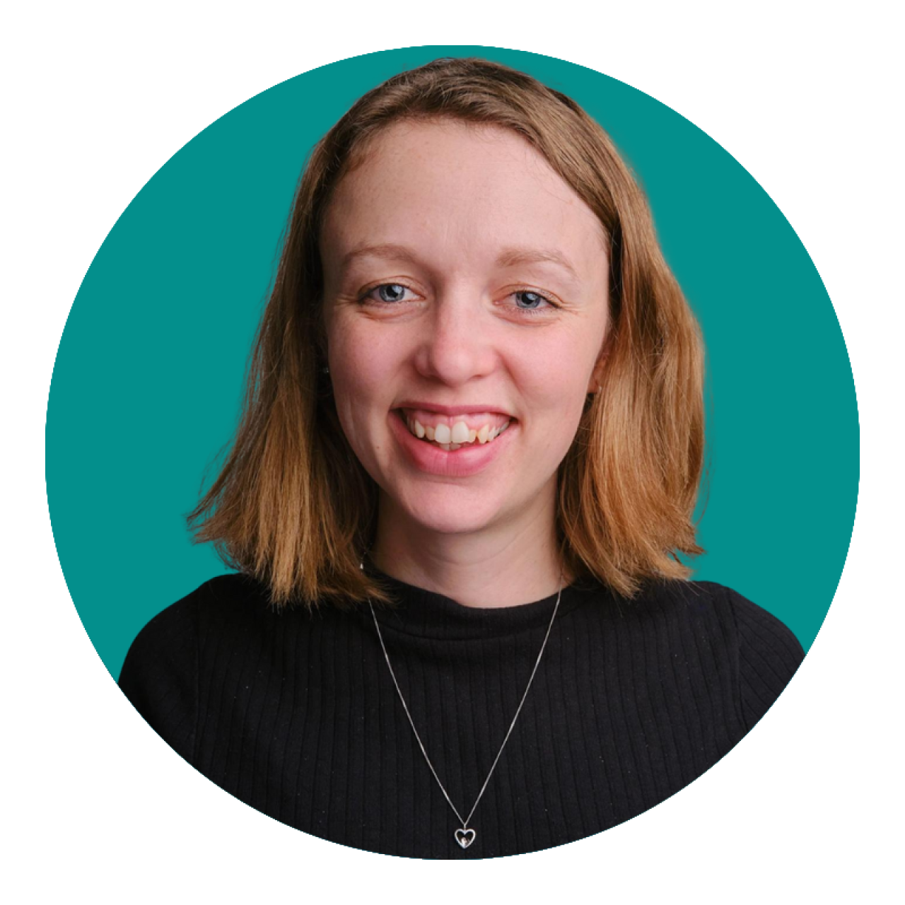 Emma Wilson Portrait photograph with green background in a circle.